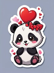 Adorable Panda With Heart Balloons 16