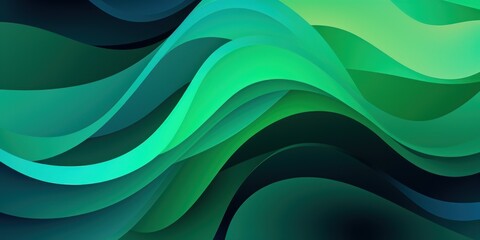 Emerald gradient colorful geometric abstract circles and waves pattern background