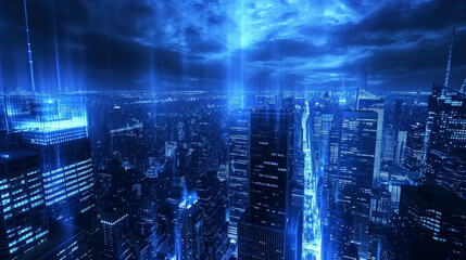 The concept of blue technology and urban landscape big data.