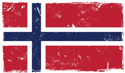 Norway country flag painted on wooden old paper