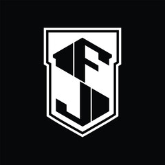 FJ Logo monogram hexagon geometric up and down inside shield isolated style design template