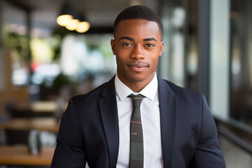 Young African American man in  business uniform