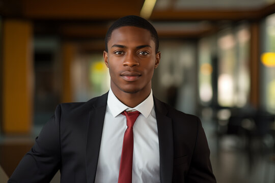 Young African American man in  business uniform