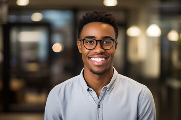 Young African American man with glasses