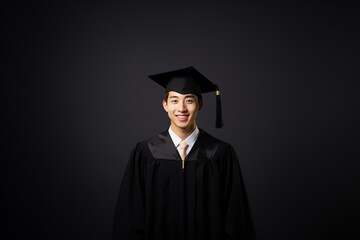 Chinese man over isolated black background
