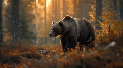bear in the forest. - obrazy, fototapety, plakaty