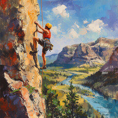 Obraz premium climber on the top of mountain