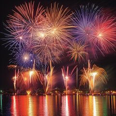 Fototapeta premium fireworks over the river