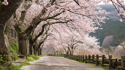 pink cherry tree with pink flowers