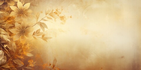 gold abstract floral background with natural grunge textures
