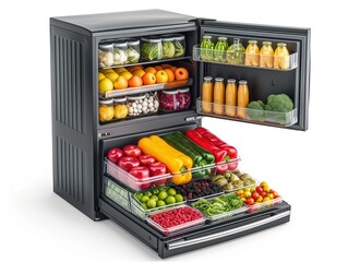 refrigerator with a variety of vegetables