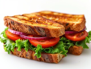 sandwich closeup on white background