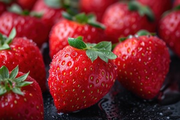 strawberry closeup on black background