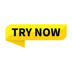 Try Now Text In Yellow Ribbon Rectangle Shape For Information Prduct Promotion Business Marketing Social Media Announcement
