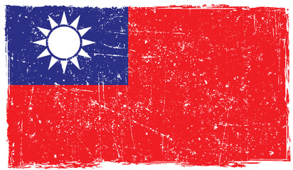 Taiwan Flag on grunge texture effects. 