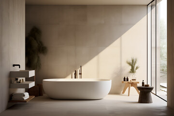 bathroom with a minimalist bathtub