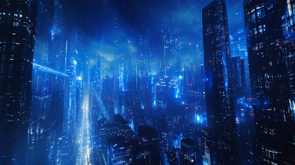 Fototapeta premium The concept of technology-based urban landscape big data.