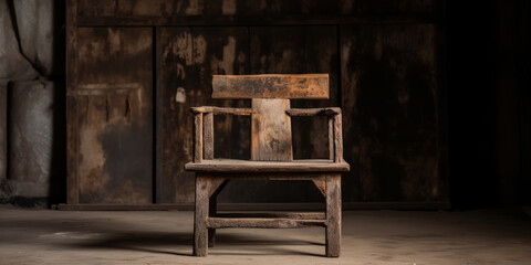 Solitary Wabi-Sabi Wooden Chair