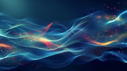 Naklejka premium Dark blue wave with colorful light