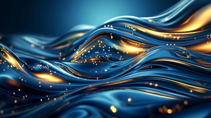 Blue waves of abstract dark background wallpaper.
