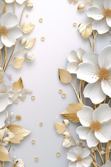 Gold vector illustration cute aesthetic old silver paper with cute silver flowers