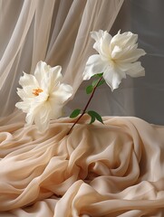 white lily on a satin background
