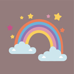 vector flat illustrations cute rainbows cloud