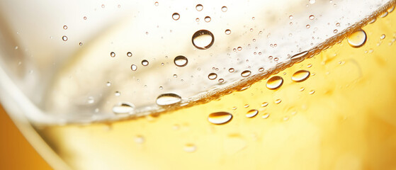 Close-Up of Sparkling White Wine in Glass