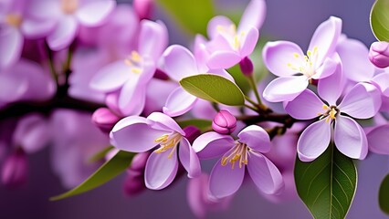 Fototapeta na wymiar Dew-Kissed Lilac Blossoms: A Close-Up View of Nature’s Beauty”