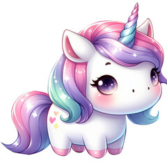 cute unicorn illustration on transparent background