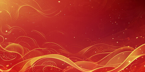 A red and gold abstract background with waves.