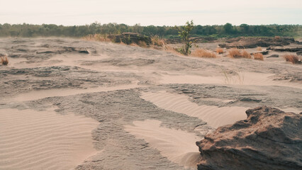 Rocks have holes that have been eroded by water until they have beautiful holes.