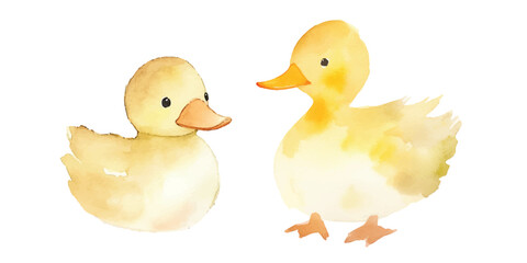 watercolor of cute duck vector illustration