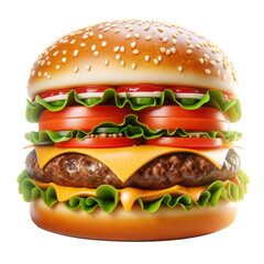 3d icon hamburger on white background,Fast food concept