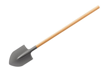 Garden Shovel isolated on white background. Spade as Metal Tool for Soil Cultivation or Fire shovel. Realistic 3d Vector Illustration