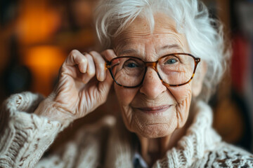 senior individual confidently completing a vision test, promoting the idea that eye care is essential at every age, minimalistic photo