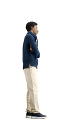 Fototapeta premium A man, full-length, on a white background, crossed his arms