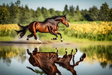 horse on the river