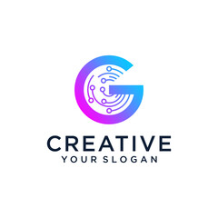 g logo design with technology