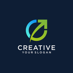 grow logo design with diagram and arrow