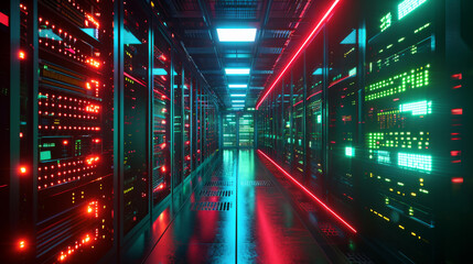 Fototapeta na wymiar Data center data room in a large datacenter.