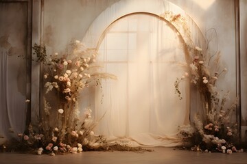 Fototapeta premium Wedding background with flowers generative Ai