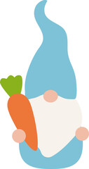 Spring easter gnome holding carrot vector