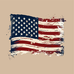 vector flat grunge american flag illustration