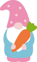Spring easter gnome holding carrot vector