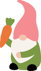 Spring easter gnome holding carrot vector