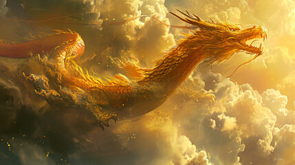 The totem of the Chinese people, the Chinese dragon. - obrazy, fototapety, plakaty