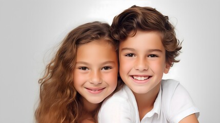portrait of siblings on white background