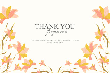 thankyou card template floral design. vector illustration