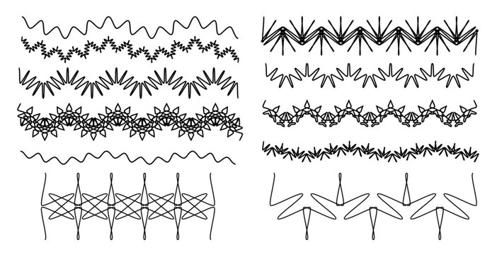 Colecci&oacute;n de cenefas de formas geom&eacute;tricas abstractas  vintage. Recurso gr&aacute;fico de dise&ntilde;o, para patrones, adornos, invitaciones, carteles, banderas, web, fondos